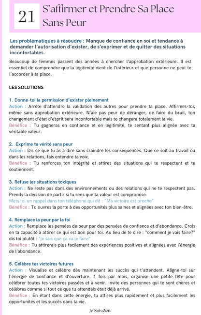 24 Fiches Pratique Je suis Zen - Des conseils, astuces et habitudes pour utiliser votre énergie féminine et transformer votre quotidien